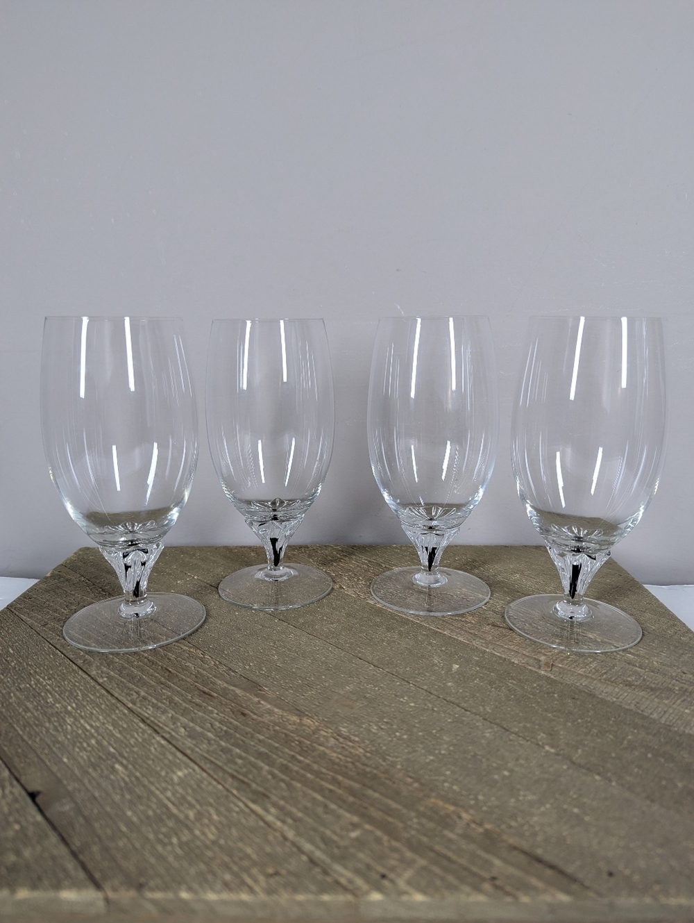 Vintage Belfor Exquisite Crystal Iced Tea Glasses Black Stem Set of 4 6.25